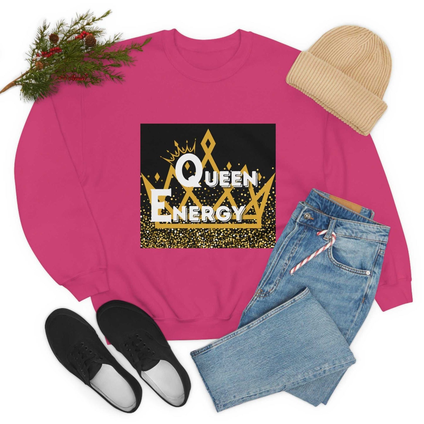 Queen Energy Unisex Heavy Blend™ Crewneck Sweatshirt Hoodies and Sweatshirts Sweatshirt Good Vibes Daily Lab 38