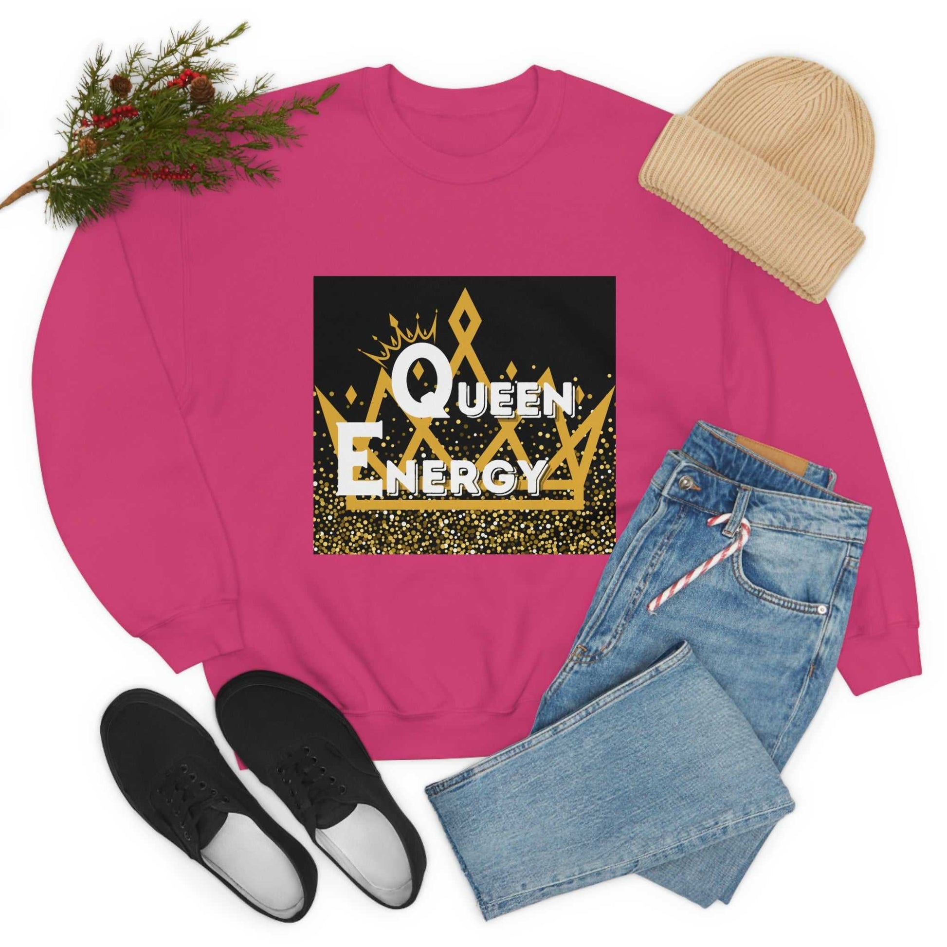 Queen Energy Unisex Heavy Blend™ Crewneck Sweatshirt Hoodies and Sweatshirts Sweatshirt Good Vibes Daily Lab 38