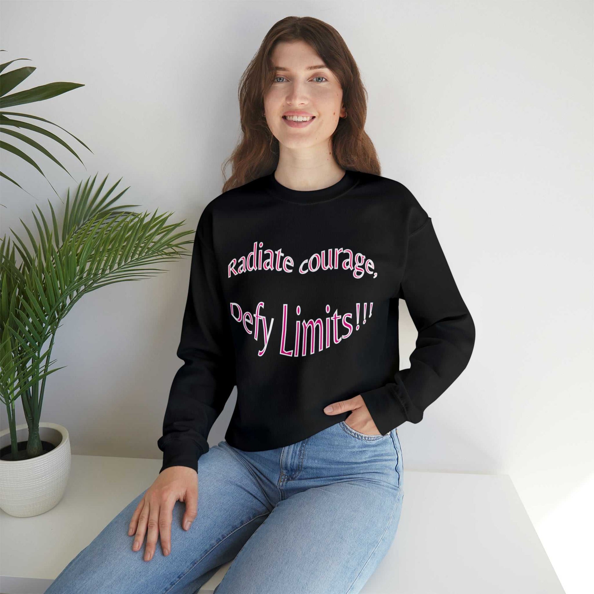 Radiate CourageUnisex Heavy Blend™ Crewneck Sweatshirt Breast Cancer Awareness Sweatshirt Good Vibes Daily Lab 49