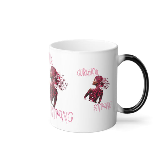 Survivor Strong Color Morphing Mug, 11oz Breast Cancer Awareness Mug Good Vibes Daily Lab 23