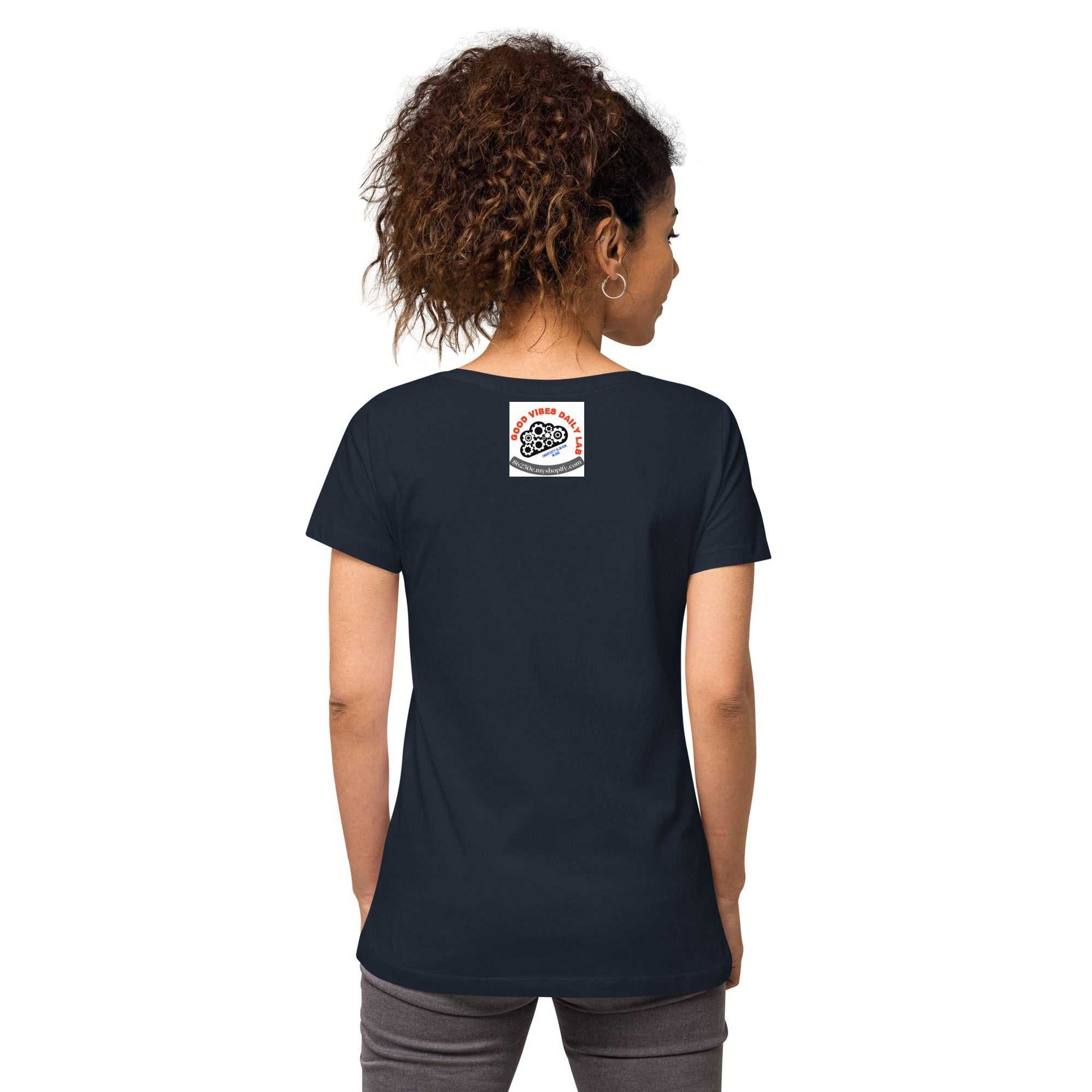 Women’s fitted Stay Humble Hustle Hard v-neck t-shirt T-shirts and Tanks T-shirt Good Vibes Daily Lab 28