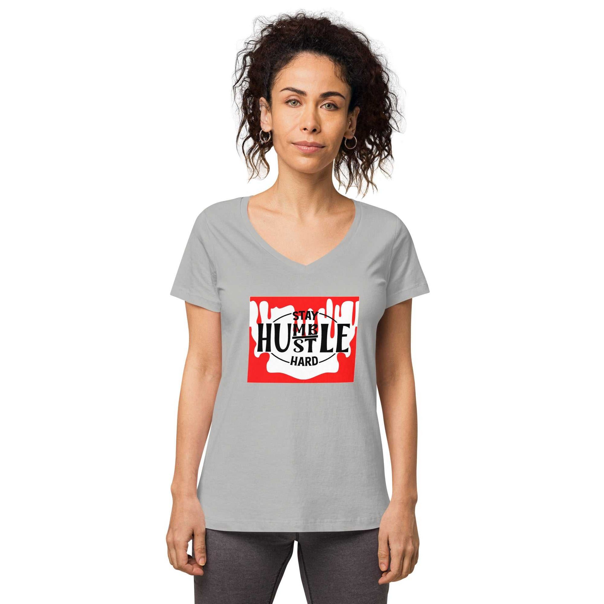 Women’s fitted Stay Humble Hustle Hard v-neck t-shirt T-shirts and Tanks T-shirt Good Vibes Daily Lab 28